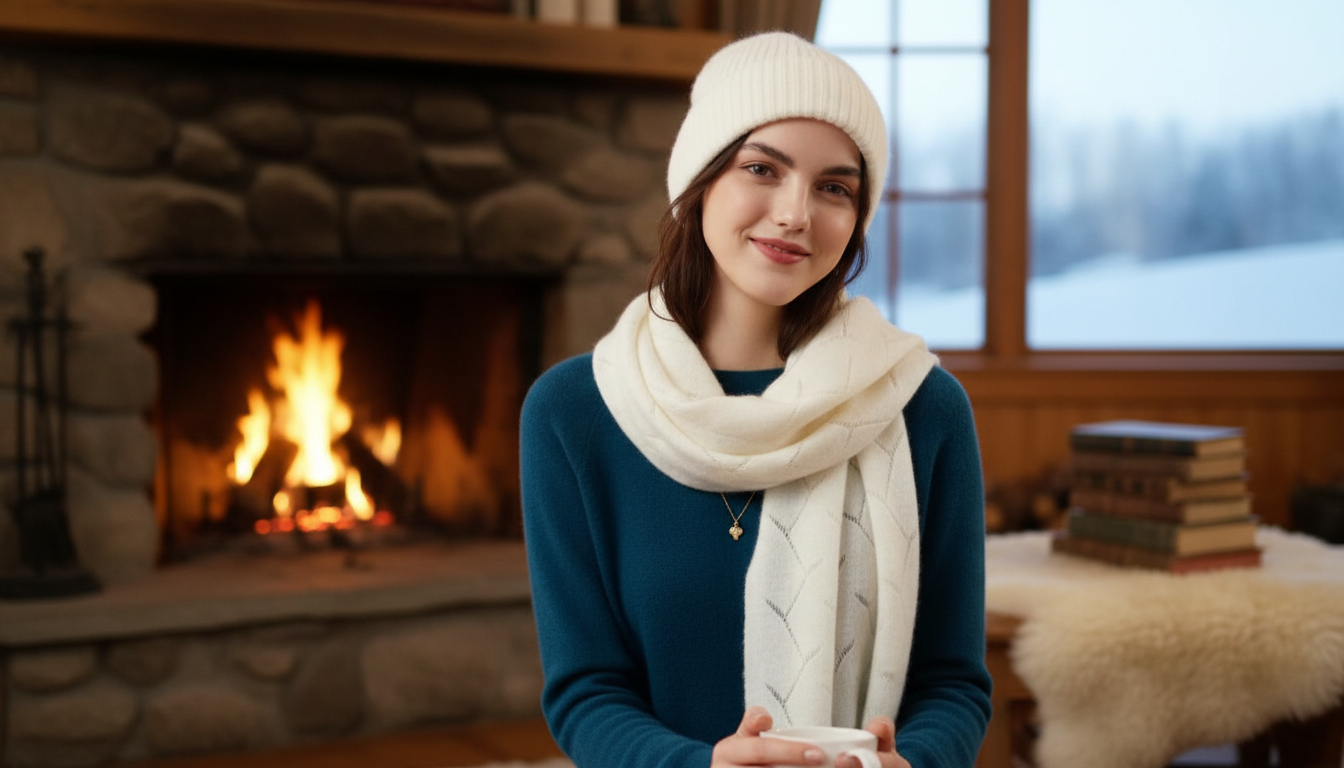 Soft & Warm Goat Cashmere Knit Scarf for Winter